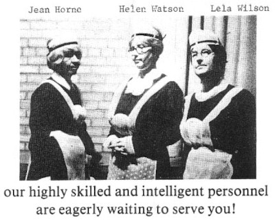 Hoax as waitresses for the Ontario Society of Artists dinner (1946). Makeup by Joanne Mazzoleni. Photo by Cleeve Horne.